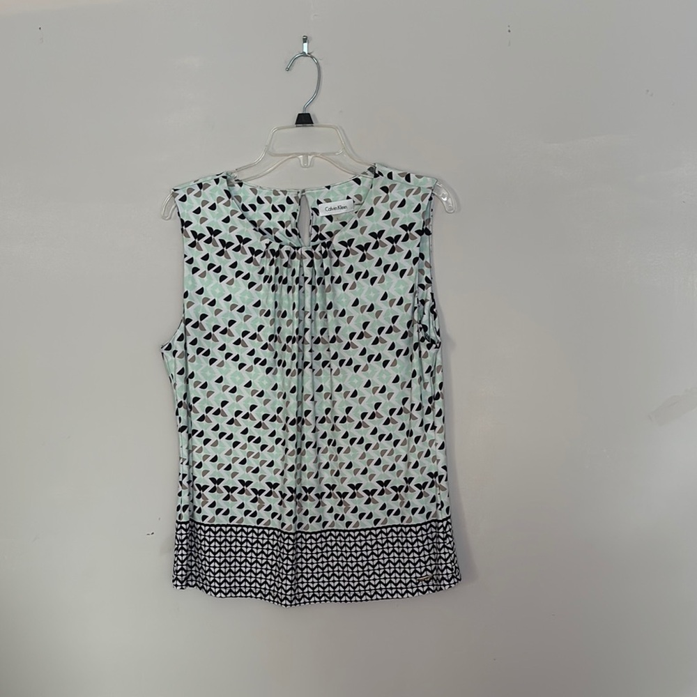 Calvin Klein Black and White Patterned Blouse